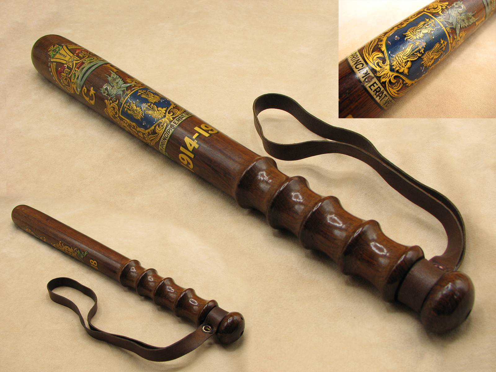 WWI police presentation truncheon with Kings Lynn coat of arms